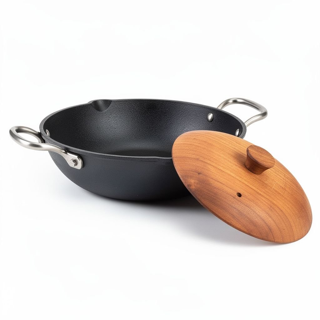 14-Inch Cast Iron Wok with Flat Base