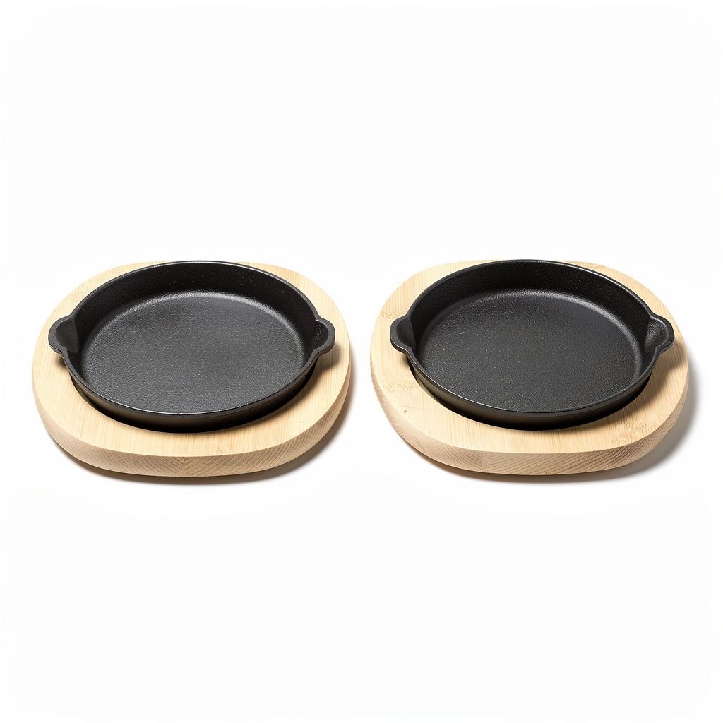 Cast Iron Sizzle Platter Set (Set of 2)