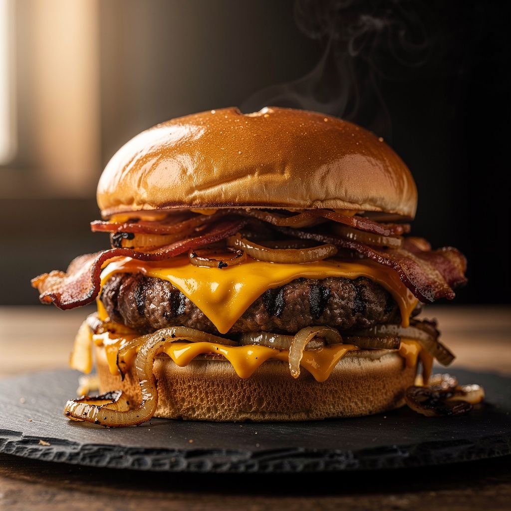 Bacon Cheeseburger with Caramelized Onions