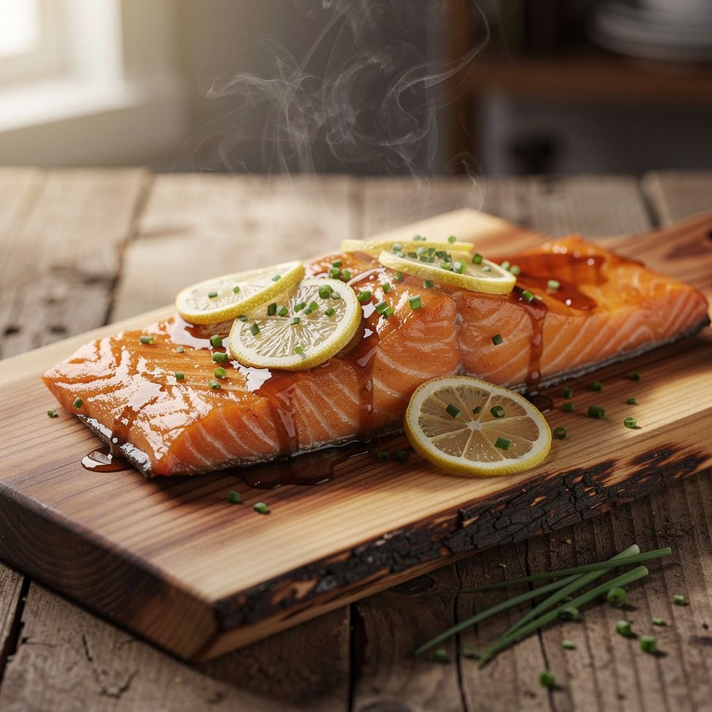 Cedar Plank Salmon with Maple Glaze