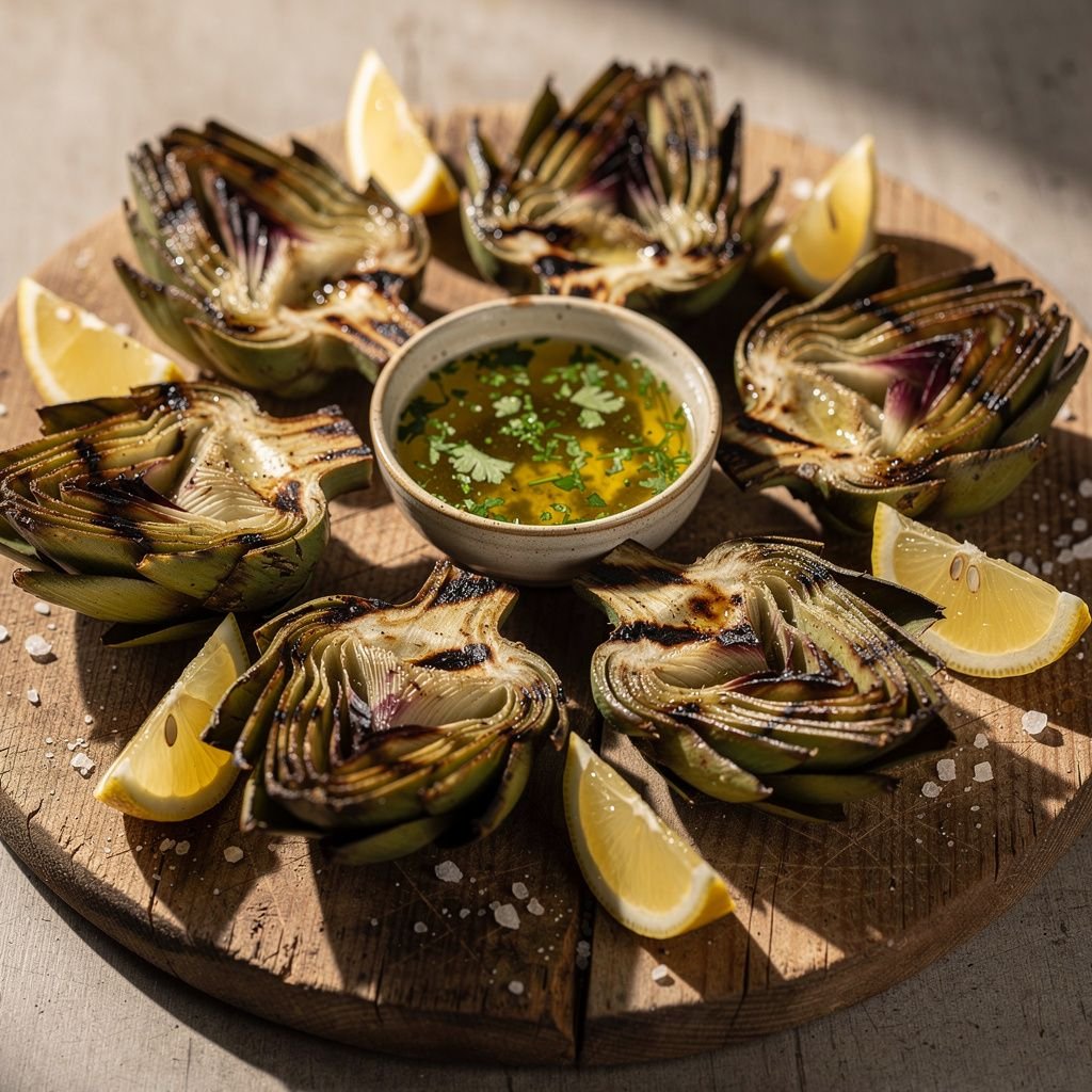 Grilled Artichokes with Garlic Butter