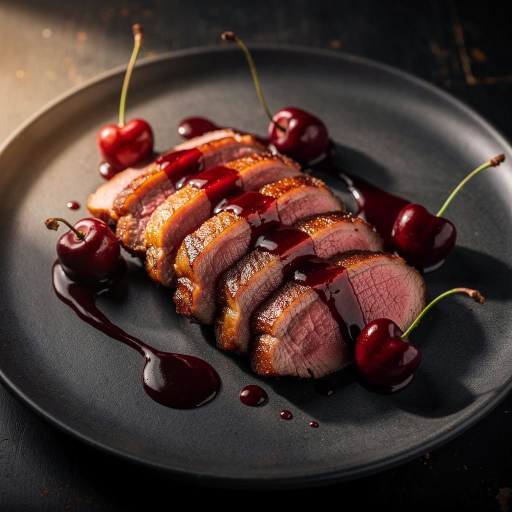 Grilled Duck Breasts with Cherry Glaze