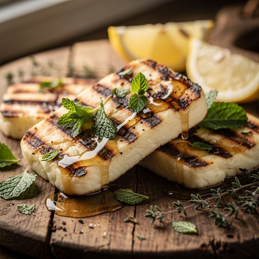 Grilled Halloumi with Honey and Herbs