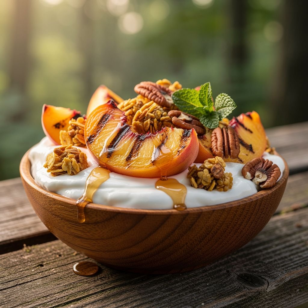 Grilled Peaches with Yogurt and Granola