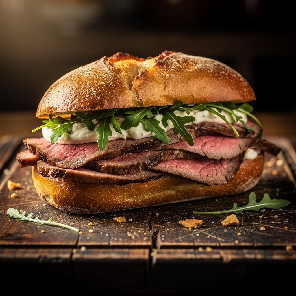 Grilled Prime Rib Sandwich with Horseradish Cream