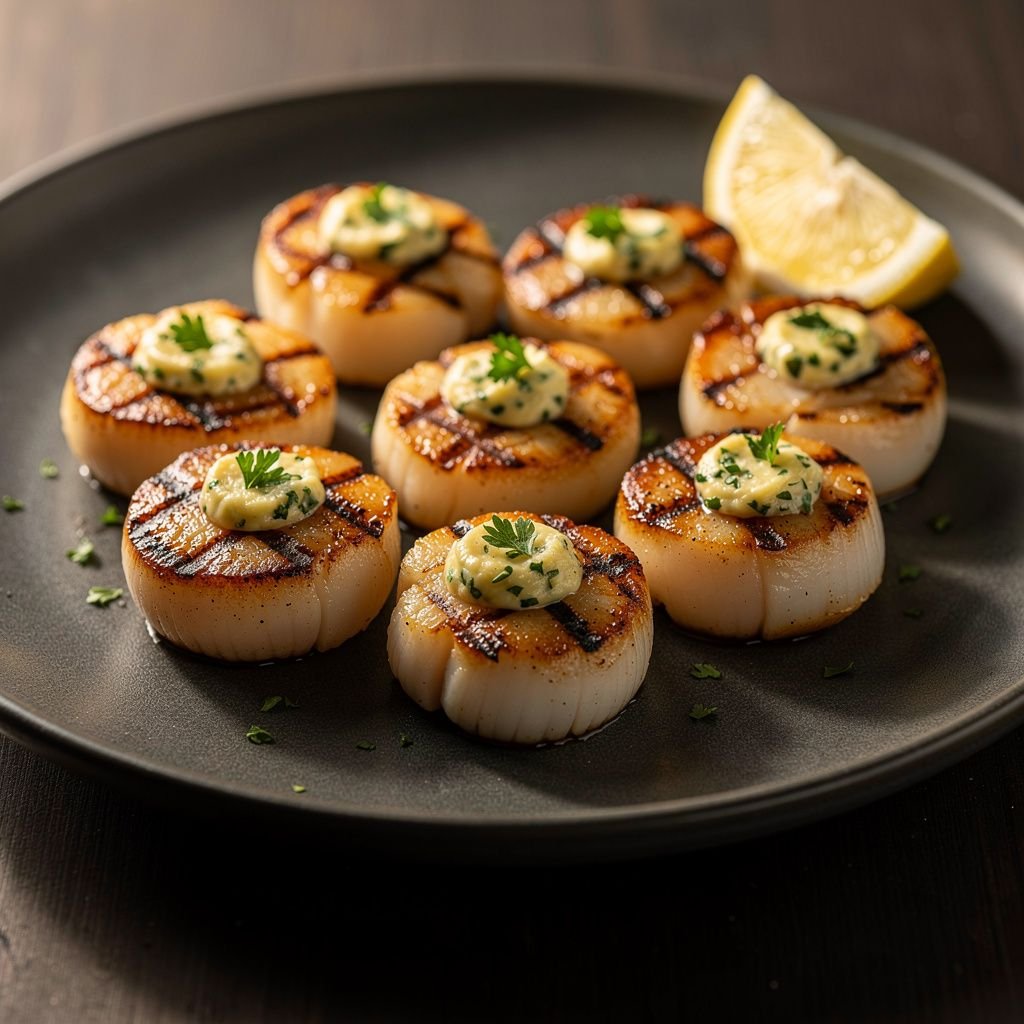 Grilled Scallops with Lemon Herb Butter