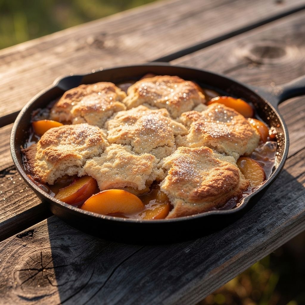 Grilled Skillet Peach Cobbler