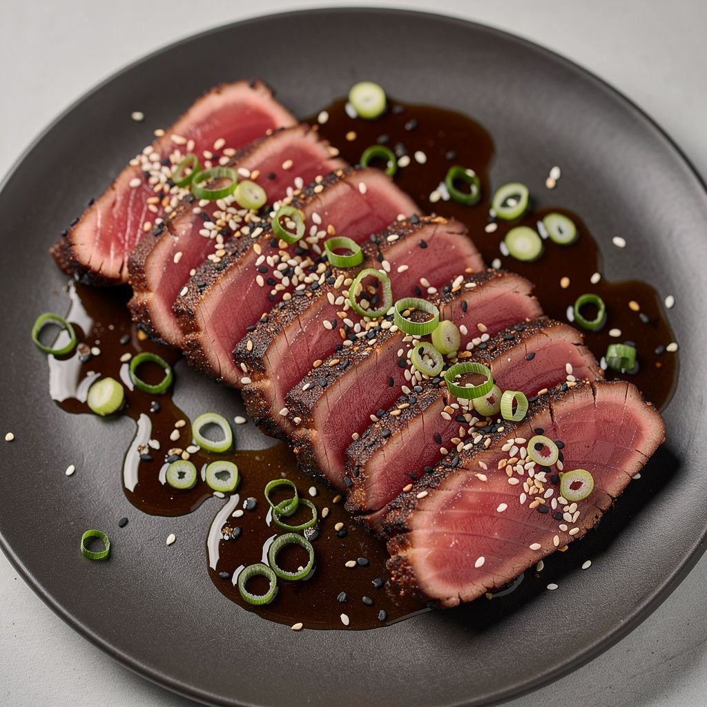 Grilled Tuna Steaks with Sesame Soy Glaze