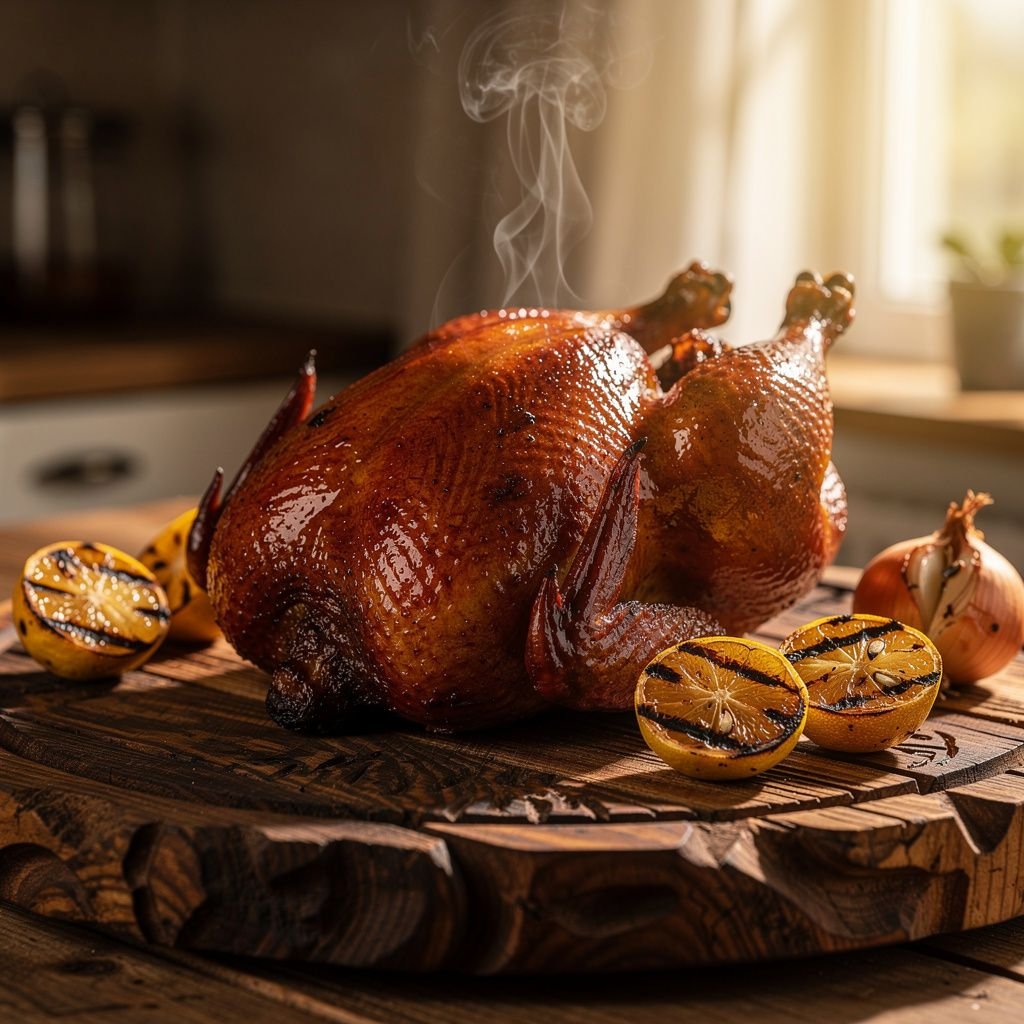 Indirect-Smoked Whole Chicken with Applewood