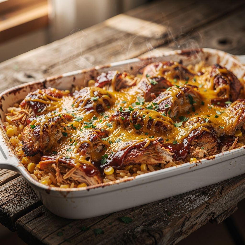 Smoked BBQ Chicken and Rice Casserole